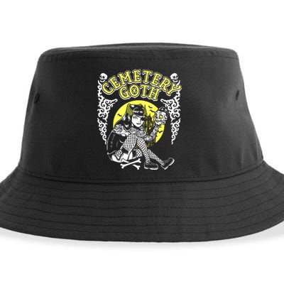 Cemetary Goth Girl Horror Sustainable Bucket Hat