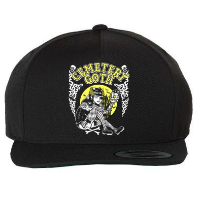 Cemetary Goth Girl Horror Wool Snapback Cap