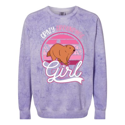 Crazy Groundhog Girl Marmot Girl Woodchuck Colorblast Crewneck Sweatshirt