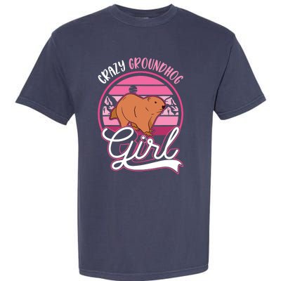 Crazy Groundhog Girl Marmot Girl Woodchuck Garment-Dyed Heavyweight T-Shirt