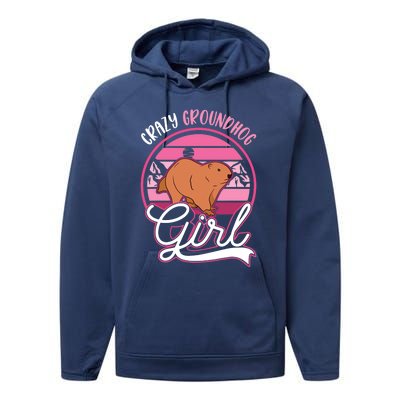 Crazy Groundhog Girl Marmot Girl Woodchuck Performance Fleece Hoodie