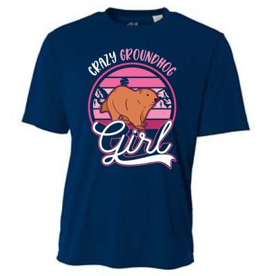 Crazy Groundhog Girl Marmot Girl Woodchuck Cooling Performance Crew T-Shirt