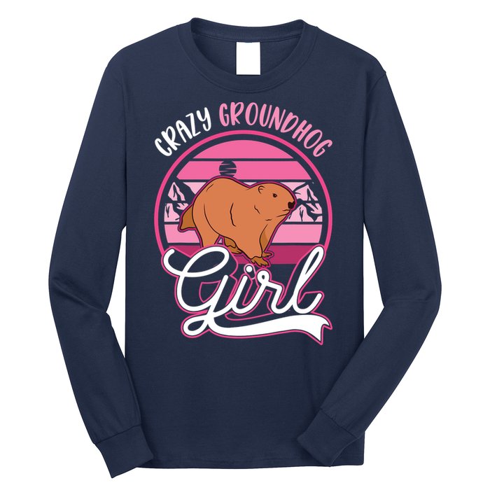 Crazy Groundhog Girl Marmot Girl Woodchuck Long Sleeve Shirt