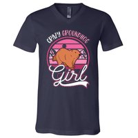 Crazy Groundhog Girl Marmot Girl Woodchuck V-Neck T-Shirt