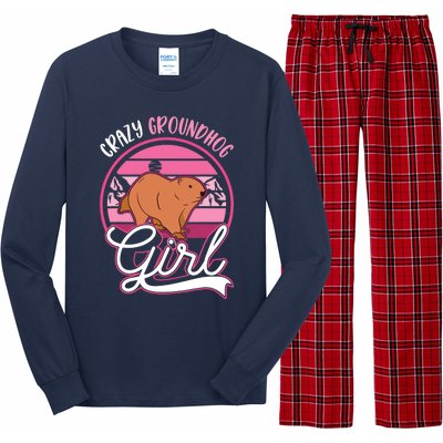 Crazy Groundhog Girl Marmot Girl Woodchuck Long Sleeve Pajama Set