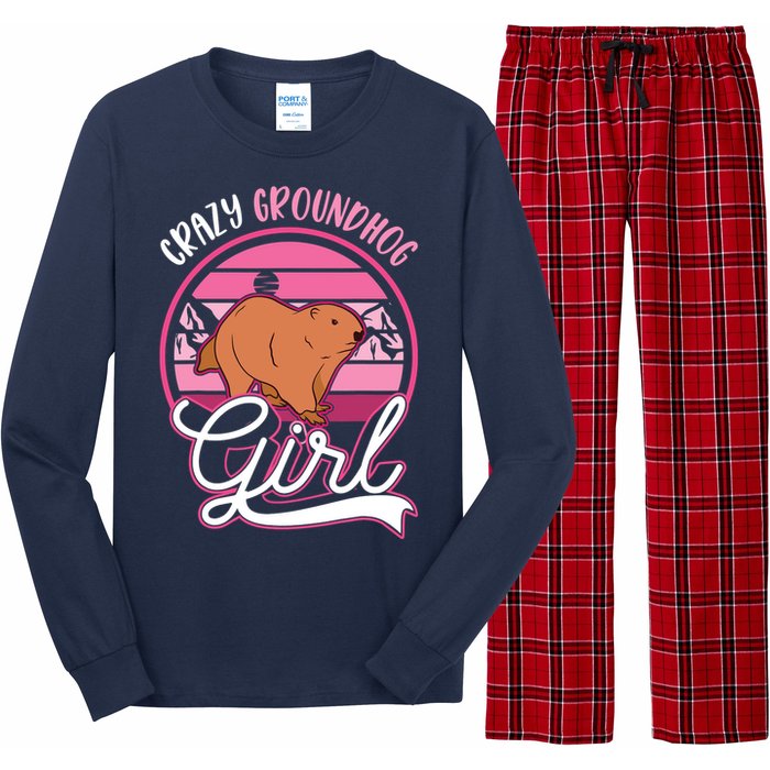 Crazy Groundhog Girl Marmot Girl Woodchuck Long Sleeve Pajama Set