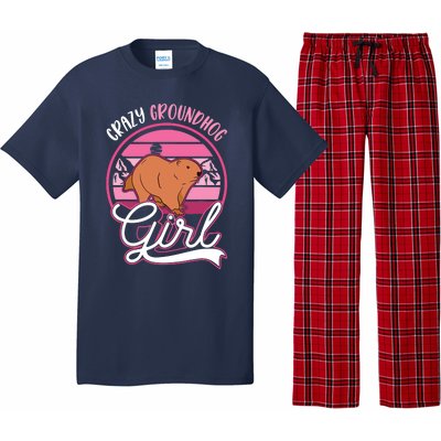 Crazy Groundhog Girl Marmot Girl Woodchuck Pajama Set