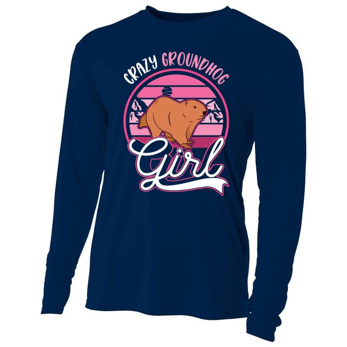 Crazy Groundhog Girl Marmot Girl Woodchuck Cooling Performance Long Sleeve Crew