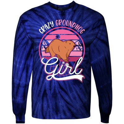 Crazy Groundhog Girl Marmot Girl Woodchuck Tie-Dye Long Sleeve Shirt