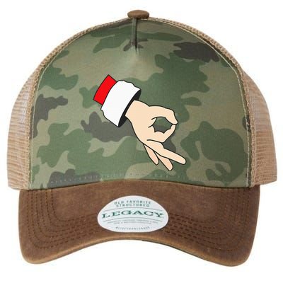 Circle Game Gotcha Inappropriate Christmas Santa Ok Hand Legacy Tie Dye Trucker Hat
