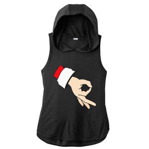 Circle Game Gotcha Inappropriate Christmas Santa Ok Hand Ladies PosiCharge Tri-Blend Wicking Draft Hoodie Tank