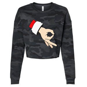 Circle Game Gotcha Inappropriate Christmas Santa Ok Hand Cropped Pullover Crew