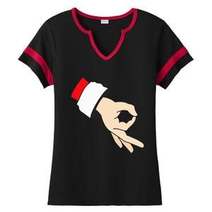 Circle Game Gotcha Inappropriate Christmas Santa Ok Hand Ladies Halftime Notch Neck Tee