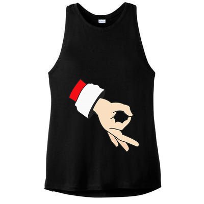 Circle Game Gotcha Inappropriate Christmas Santa Ok Hand Ladies PosiCharge Tri-Blend Wicking Tank