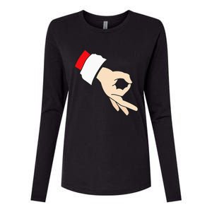 Circle Game Gotcha Inappropriate Christmas Santa Ok Hand Womens Cotton Relaxed Long Sleeve T-Shirt