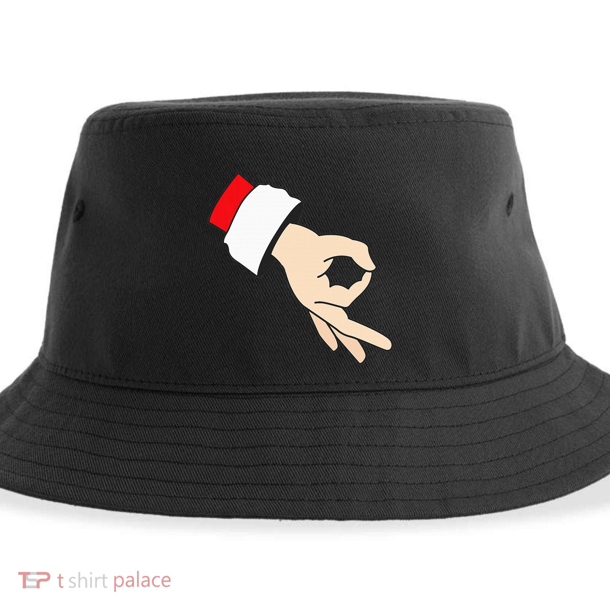 Circle Game Gotcha Inappropriate Christmas Santa Ok Hand Sustainable Bucket Hat