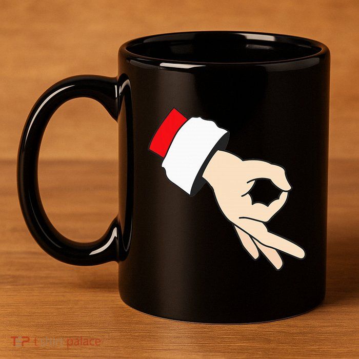 Circle Game Gotcha Inappropriate Christmas Santa Ok Hand 11oz C Handle Ceramic Mug