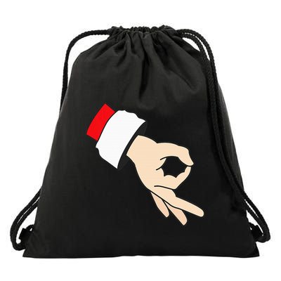 Circle Game Gotcha Inappropriate Christmas Santa Ok Hand Drawstring Bag