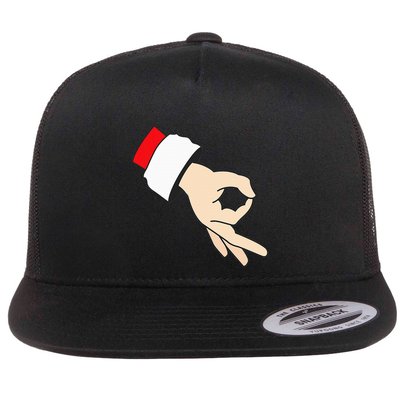 Circle Game Gotcha Inappropriate Christmas Santa Ok Hand Flatbill Hat