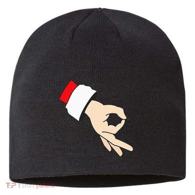 Circle Game Gotcha Inappropriate Christmas Santa Ok Hand Sustainable Beanie