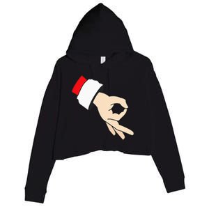 Circle Game Gotcha Inappropriate Christmas Santa Ok Hand Crop Fleece Hoodie