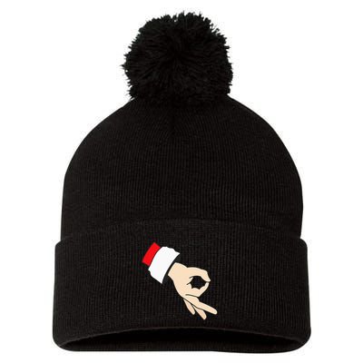 Circle Game Gotcha Inappropriate Christmas Santa Ok Hand Pom Pom 12in Knit Beanie