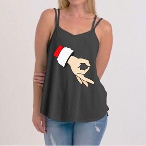 Circle Game Gotcha Inappropriate Christmas Santa Ok Hand Women's Strappy Tank