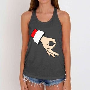 Circle Game Gotcha Inappropriate Christmas Santa Ok Hand Women's Knotted Racerback Tank