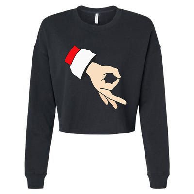 Circle Game Gotcha Inappropriate Christmas Santa Ok Hand Cropped Pullover Crew