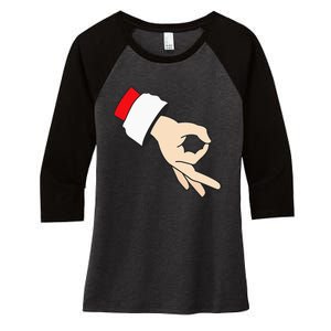 Circle Game Gotcha Inappropriate Christmas Santa Ok Hand Women's Tri-Blend 3/4-Sleeve Raglan Shirt