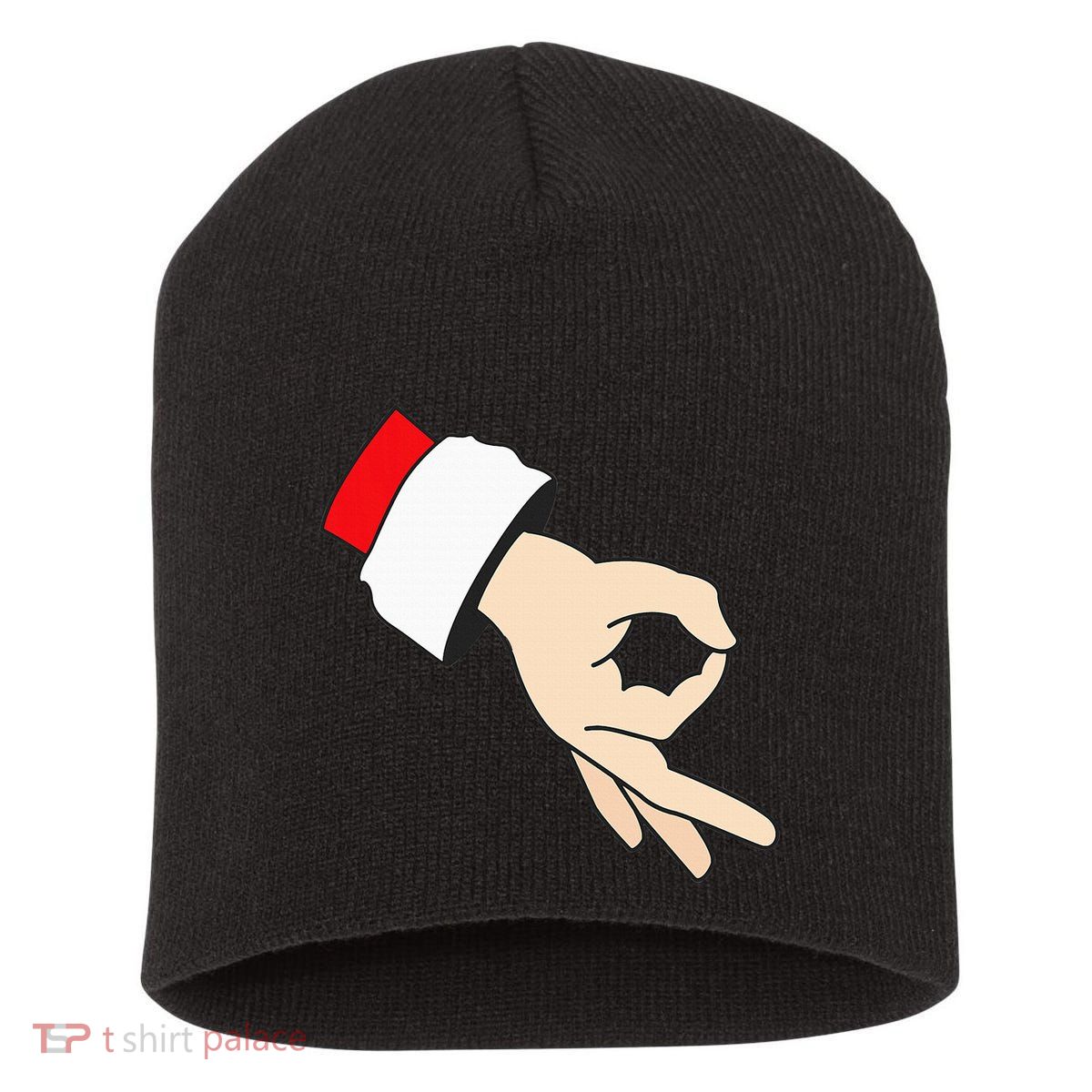 Circle Game Gotcha Inappropriate Christmas Santa Ok Hand Short Acrylic Beanie