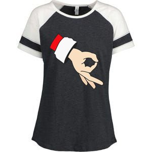 Circle Game Gotcha Inappropriate Christmas Santa Ok Hand Enza Ladies Jersey Colorblock Tee