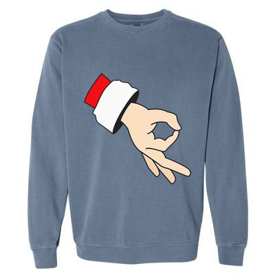 Circle Game Gotcha Inappropriate Christmas Santa Ok Hand Garment-Dyed Sweatshirt