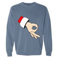 Circle Game Gotcha Inappropriate Christmas Santa Ok Hand Garment-Dyed Sweatshirt