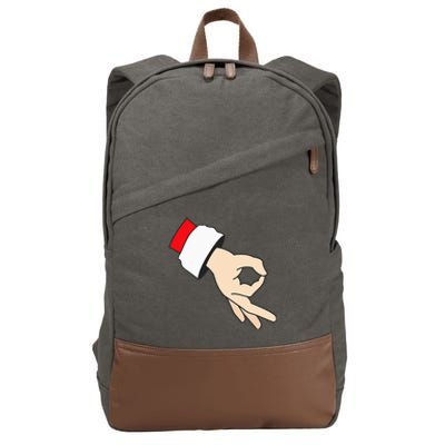 Circle Game Gotcha Inappropriate Christmas Santa Ok Hand Cotton Canvas Backpack