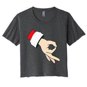 Circle Game Gotcha Inappropriate Christmas Santa Ok Hand Women's Crop Top Tee