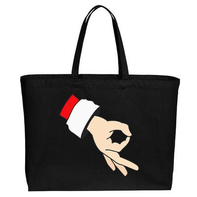 Circle Game Gotcha Inappropriate Christmas Santa Ok Hand Cotton Canvas Jumbo Tote