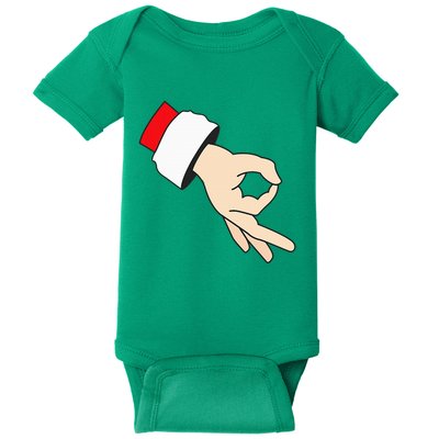 Circle Game Gotcha Inappropriate Christmas Santa Ok Hand Baby Bodysuit