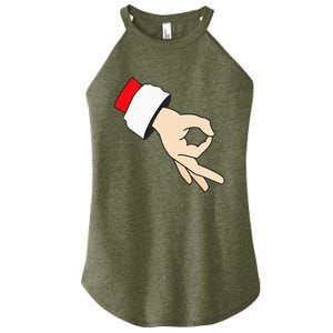 Circle Game Gotcha Inappropriate Christmas Santa Ok Hand Women's Perfect Tri Rocker Tank