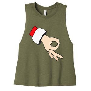 Circle Game Gotcha Inappropriate Christmas Santa Ok Hand Women's Racerback Cropped Tank