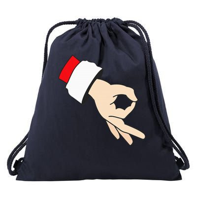 Circle Game Gotcha Inappropriate Christmas Santa Ok Hand Drawstring Bag