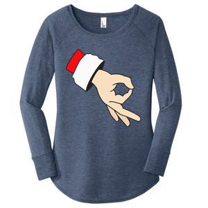 Circle Game Gotcha Inappropriate Christmas Santa Ok Hand Women's Perfect Tri Tunic Long Sleeve Shirt