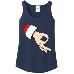 Circle Game Gotcha Inappropriate Christmas Santa Ok Hand Ladies Essential Tank