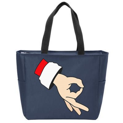 Circle Game Gotcha Inappropriate Christmas Santa Ok Hand Zip Tote Bag