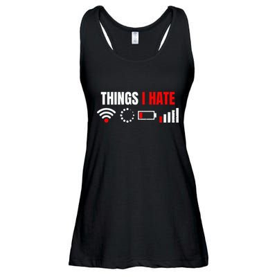 Computer Geek Gift Things I Hate Hilarious Gamer Present Ladies Essential Flowy Tank