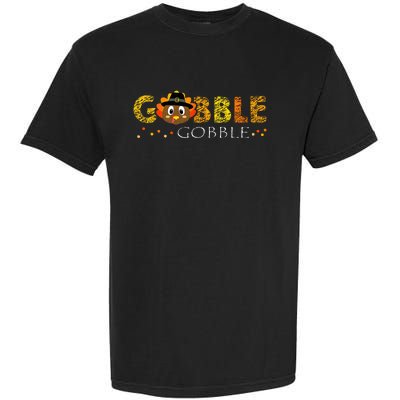 Cute Gobble Gobble Turkey Pilgrim Little Thanksgiving Garment-Dyed Heavyweight T-Shirt