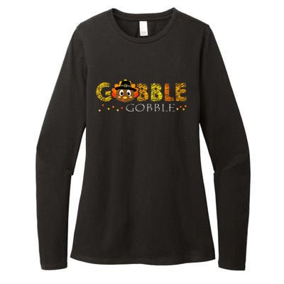 Cute Gobble Gobble Turkey Pilgrim Little Thanksgiving Womens CVC Long Sleeve Shirt