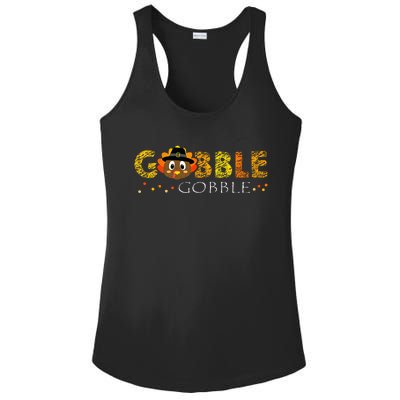 Cute Gobble Gobble Turkey Pilgrim Little Thanksgiving Ladies PosiCharge Competitor Racerback Tank