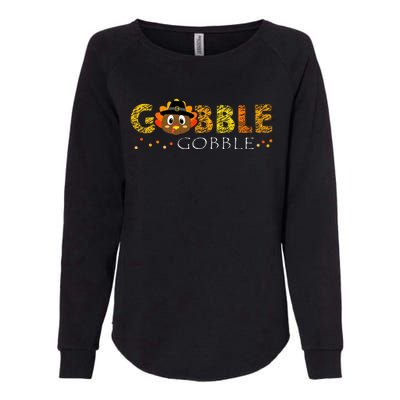 Cute Gobble Gobble Turkey Pilgrim Little Thanksgiving Womens California Wash Sweatshirt