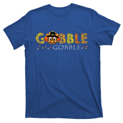 Cute Gobble Gobble Turkey Pilgrim Little Thanksgiving T-Shirt